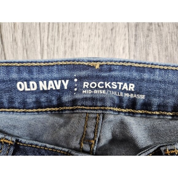 Old Navy Jeans Womens 4 Petite Blue Medium Wash Rockstar Mid-Rise Skinny Stretch - Picture 4 of 11